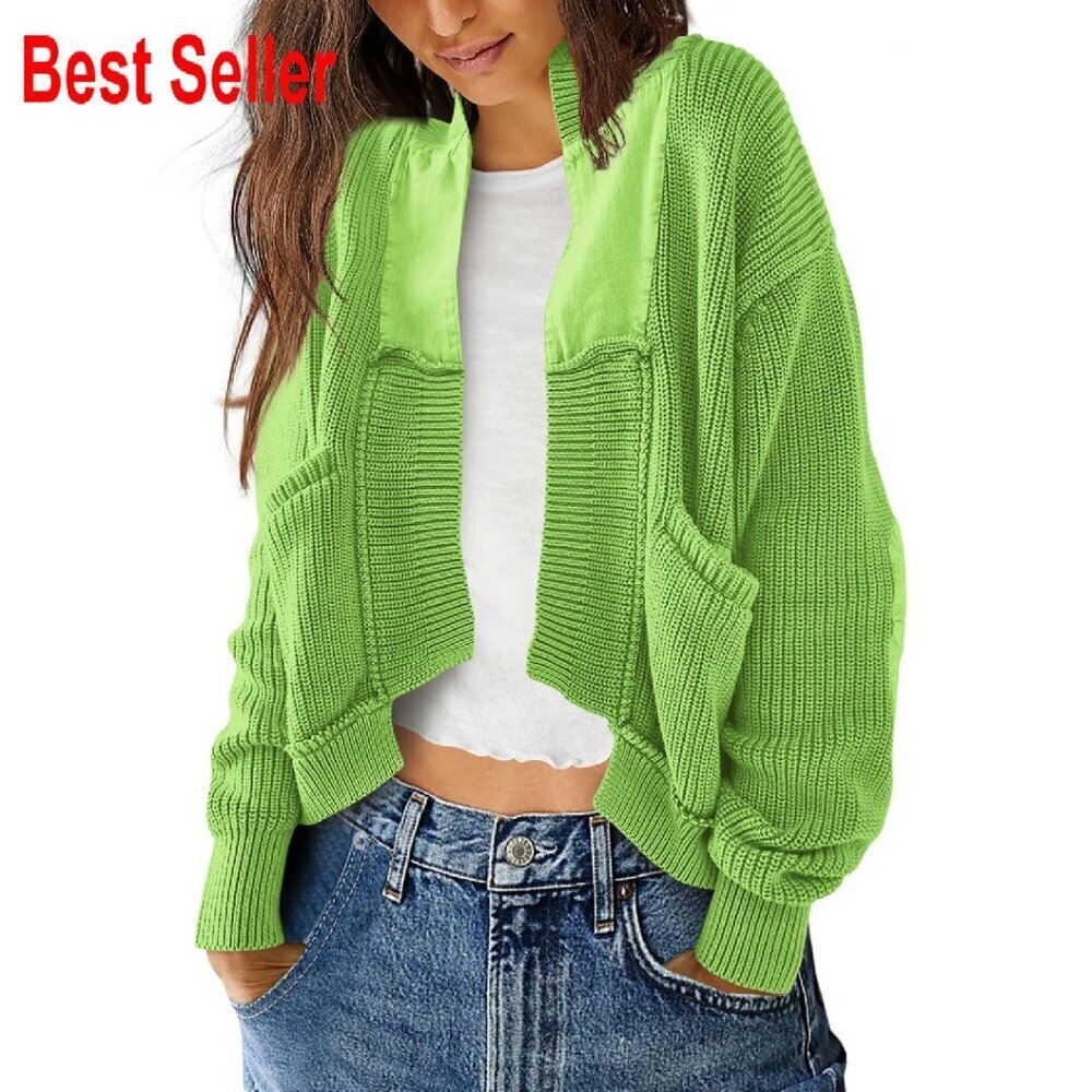 Chunky Cable Knit Cardigan Open Front Oversized Boho Chic Sweater